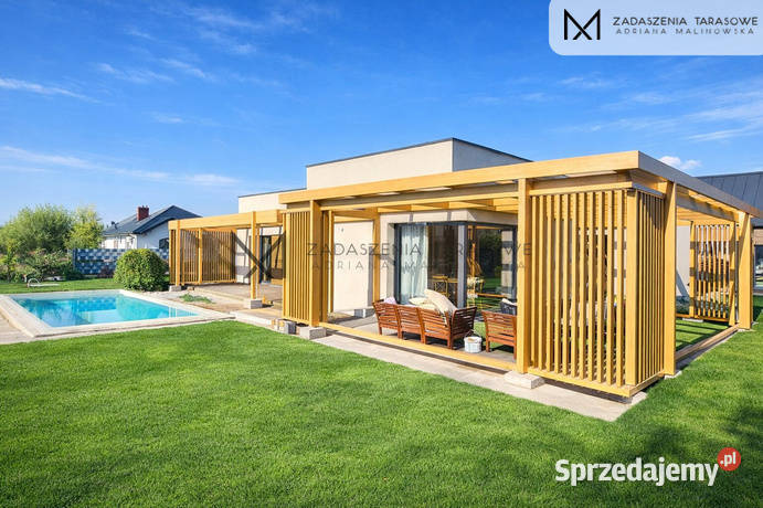 Zadaszenie tarasu | Drewno BSH | Szkło, żaluzje, lamele| Montaż cała Polska Kazimierza Wielka