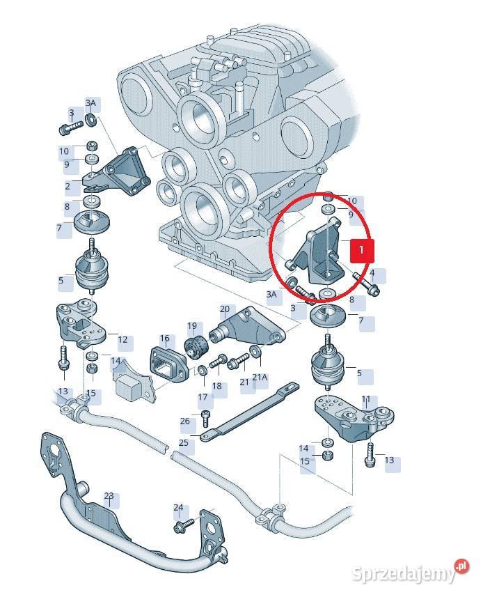 ŁAPA SILNIKA LEWA 8E0199307E AUDI A4 B6 A6 C5 24 Szczerbice