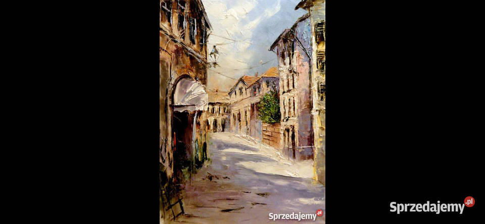 Obraz olejny 30x40 zaułek Malarstwo Warszawa