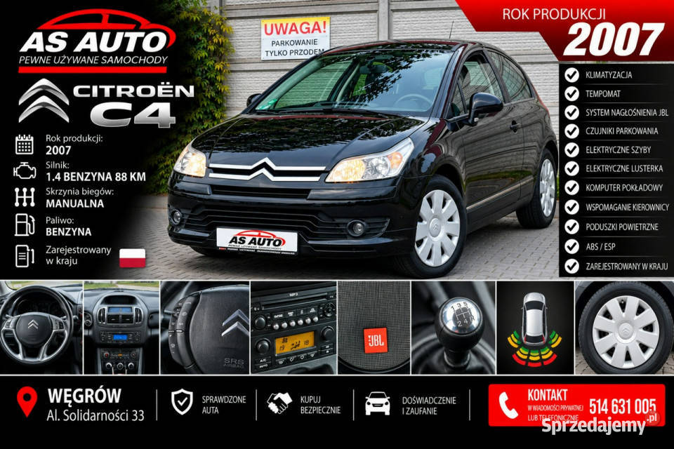 Citroen C4 14i 88 TempomatKlimaNagłośnienie isofix Węgrów