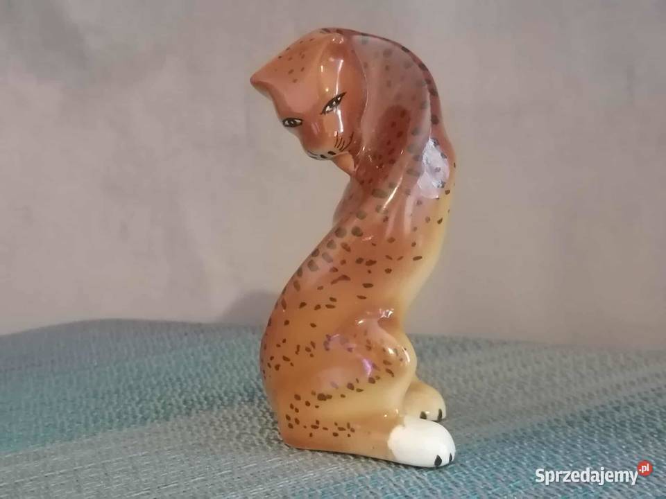 Figurka Porcelanowa Gepard Lampart Vintage Retro Wałbrzych