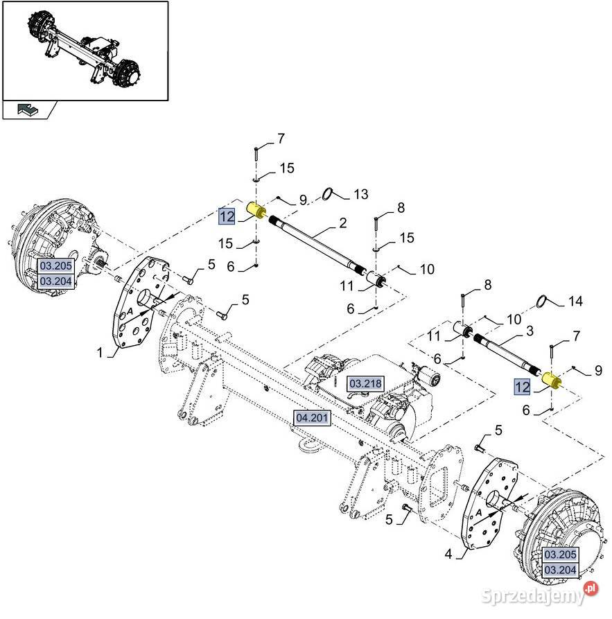 Tuleja wielowpustowa półosi kombajn Holland