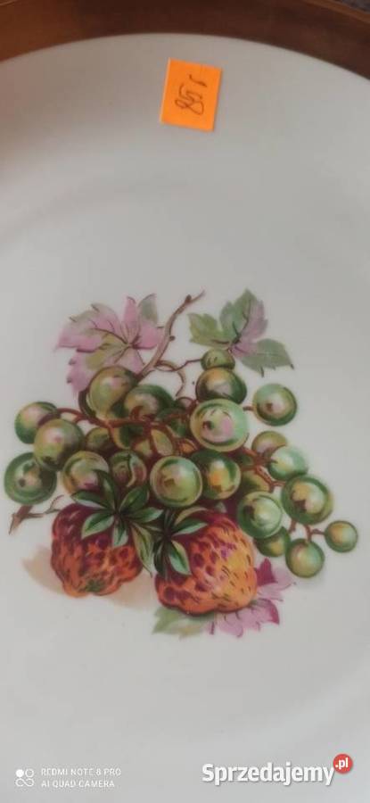 Patera z owocami Bohemia Czechslovakia Biała Porcelana i szkło pomorskie Gdańsk