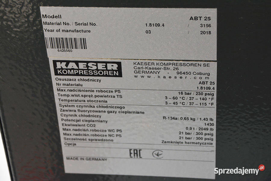 6457 SPRĘŻARKA ŚRUBOWA KAESER SK 25 T małopolskie Biertowice