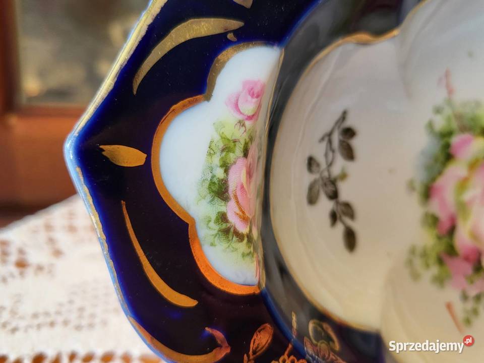Stara piękna kobaltowa paterka Porcelana i szkło Gdańsk