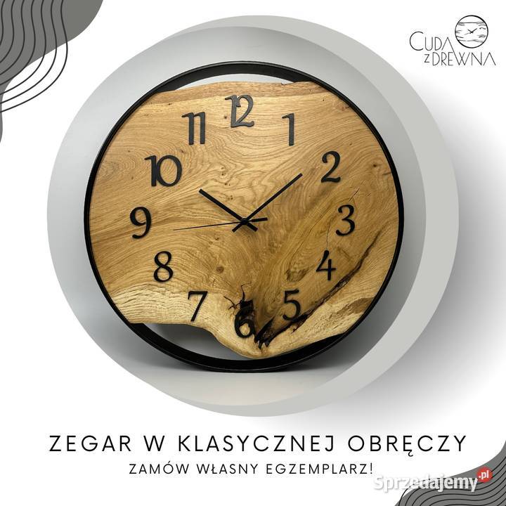 Drewniany zegar w stalowej obręczy 50 CUDA Z dolnośląskie