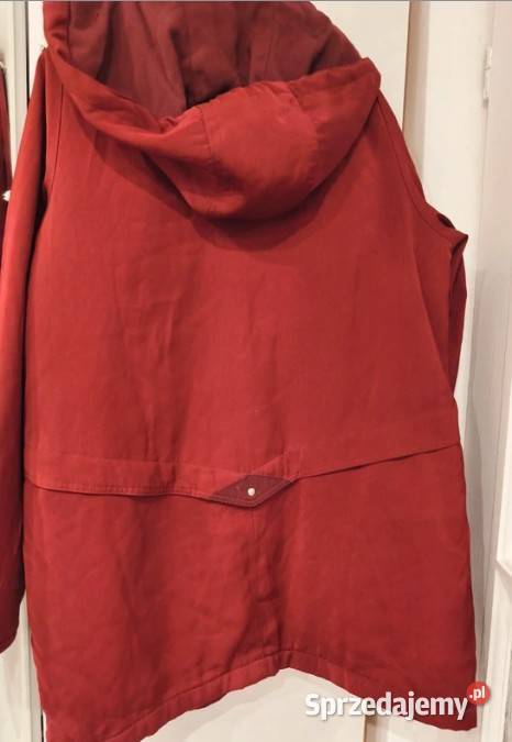Kurtka Płaszcz Damska Kaptur Ocieplana Bordowy Moda i Styl