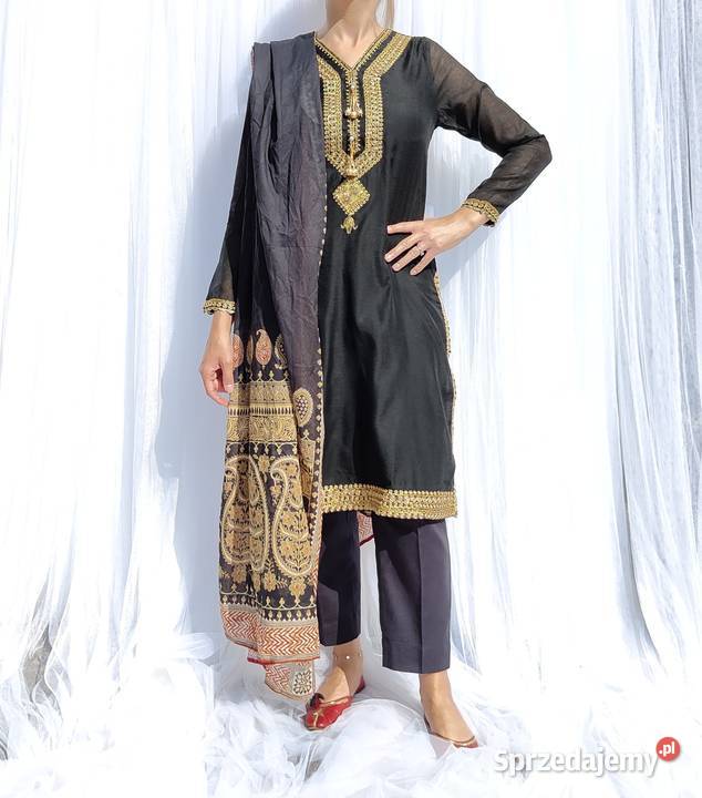 Duża chusta orient czarna bawełna paisley wzór Dla kobiet sprzedam