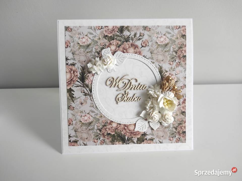 Kartka ręcznie robiona na Ślub w pudełku Łódź