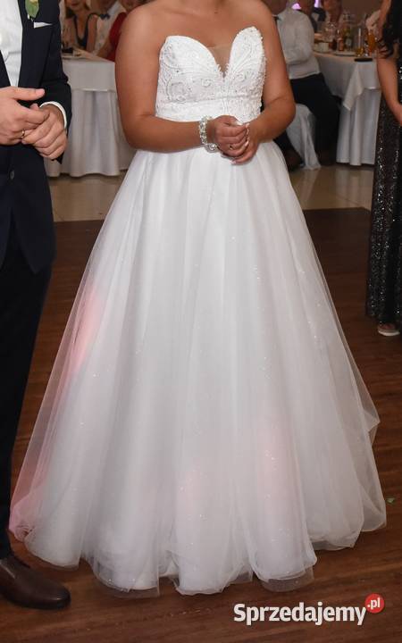 Przepiękna balowa Suknia Ślubna bolerko welon Skorogoszcz