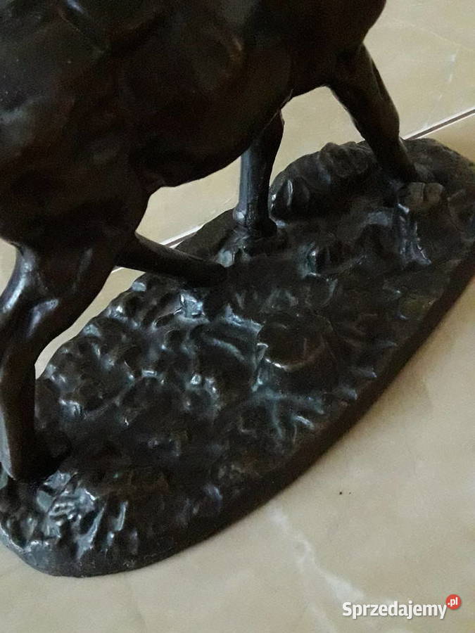 Jeleń z brązu potęźna XIX w rzeżba UNIKAT lubelskie