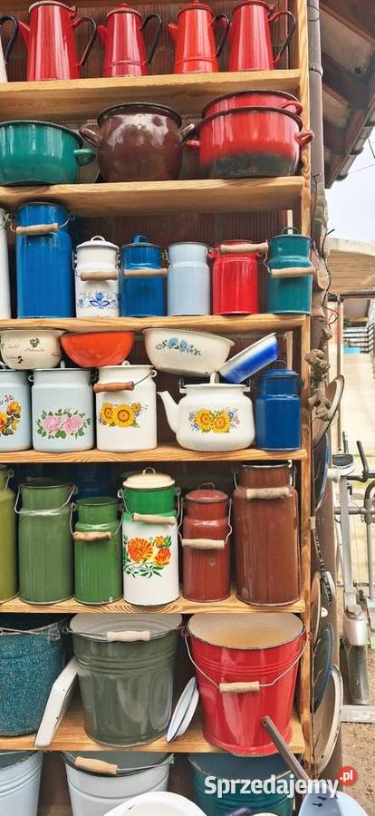 Kanki I naczynia emaliowane jako ozdoba do łódzkie Sulejów sprzedam