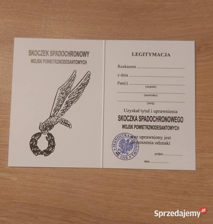 Legitymacja skoczka spadochronowego i Stasin