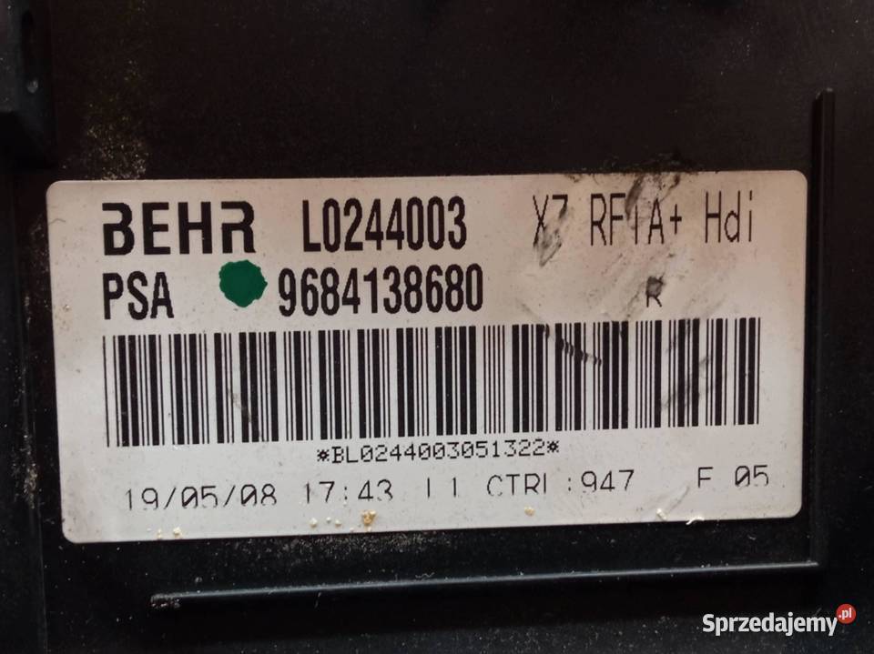 NAGRZEWNICA 9684138680 Citroen C5 II 2007 Rok produkcji 2008
