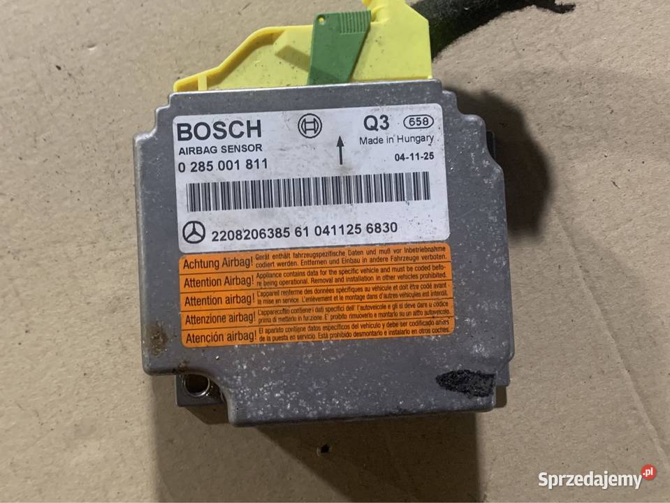 Moduł sensor airbag 0285001811 mercedes s w220 Rok produkcji 2004 Układ elektryczny Szczecin