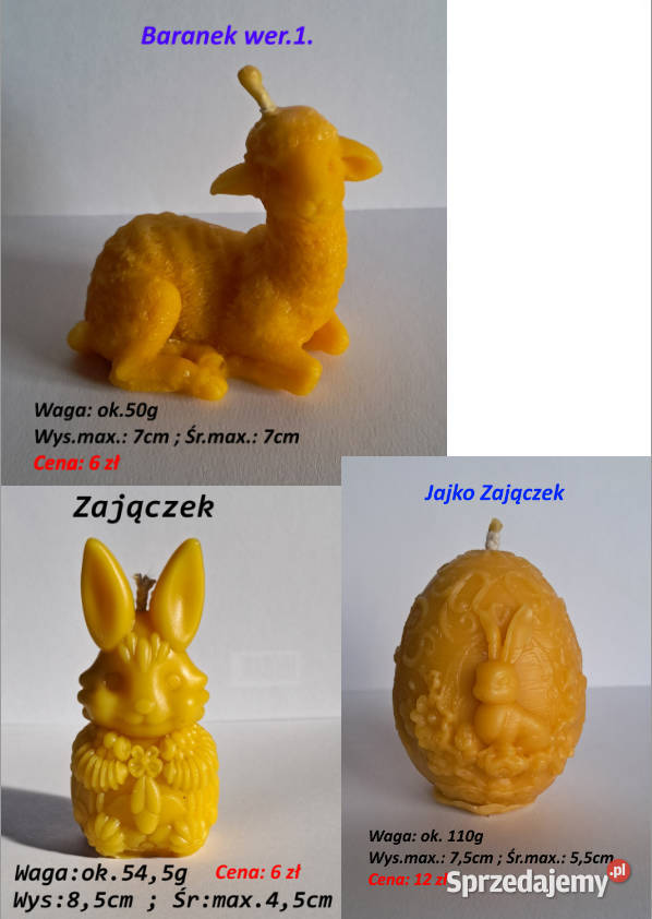Świece woskowe naturalne Wielkanoc Kałuszyn