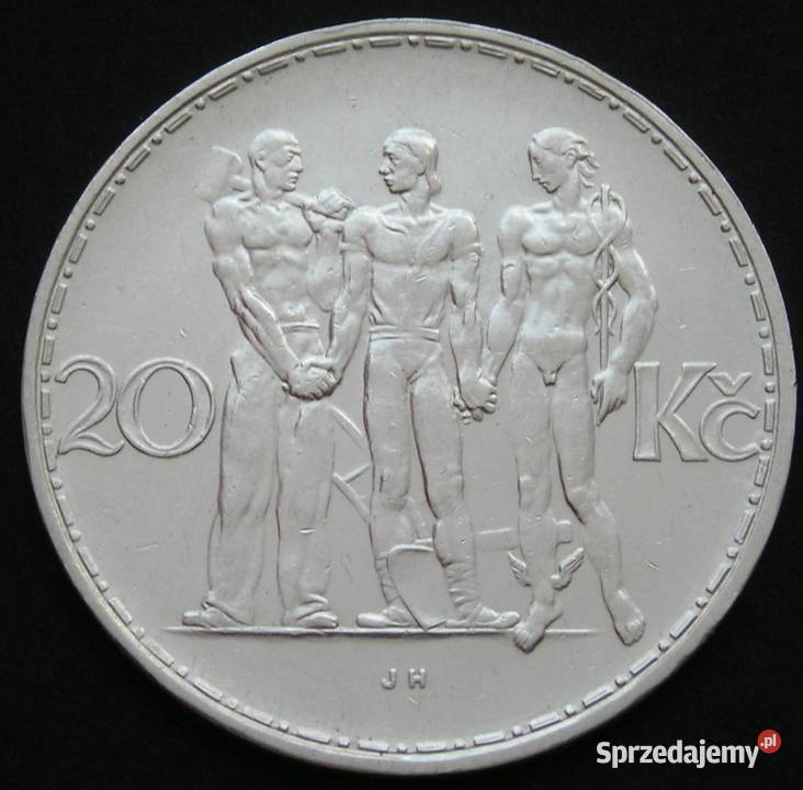 CZECHOSŁOWACJA 20 KORON 1933 SREBRO Łódź