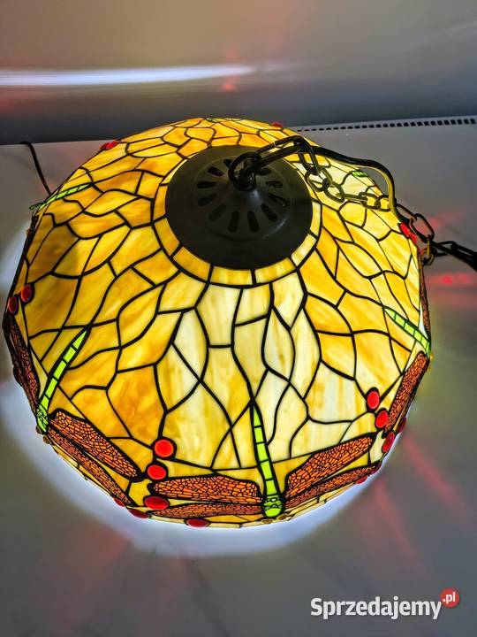 Tiffany lampa witrażowa wisząca ważki Zaręba
