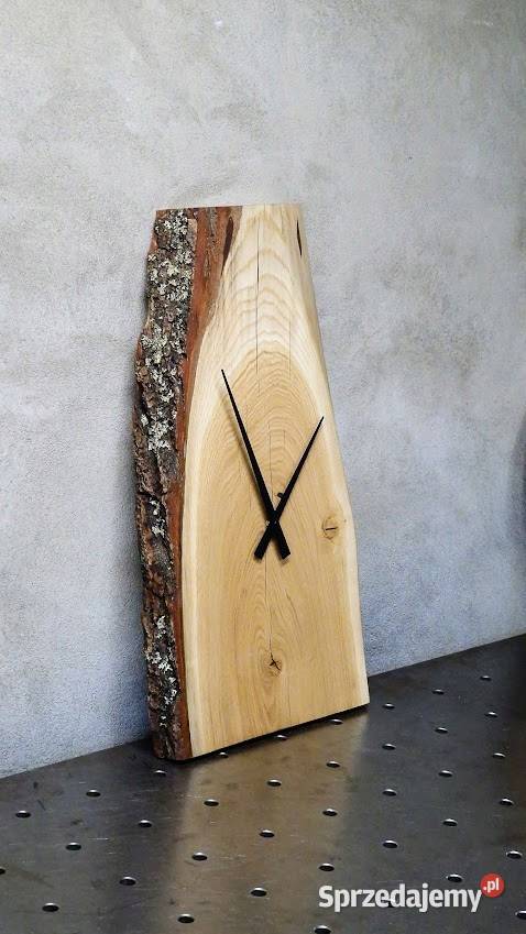 Zegar na ścianę wiszący duży loft naturalny dąb Bartoszyce