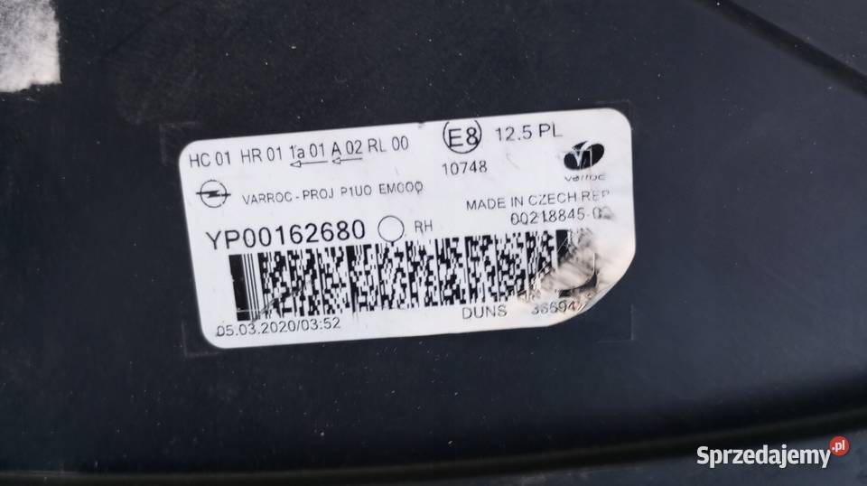 LAMPA REFLEKTOR PRAWY PRZÓD EU YP00162680 OPEL Nowy Tomyśl