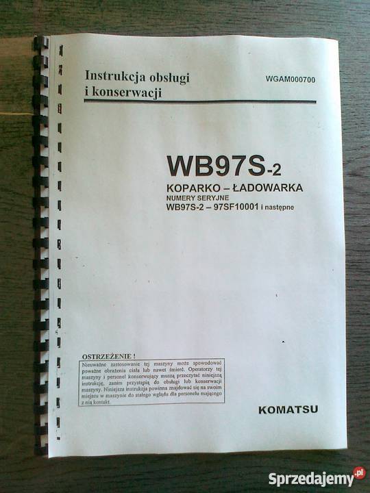 Instrukcja obsługi DTR kopark ładowarki Komatsu Brzesko