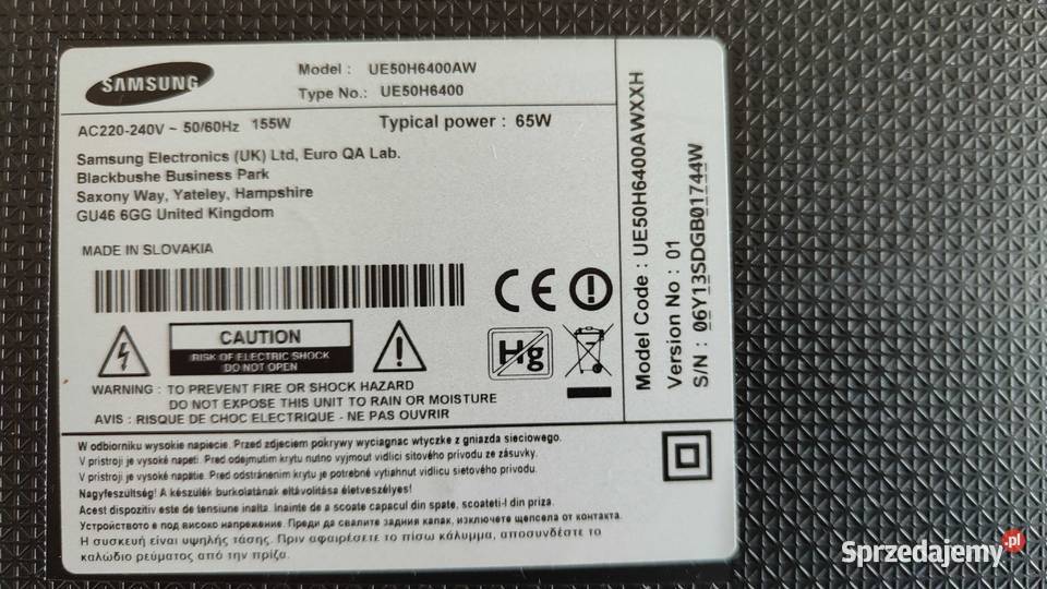 Płyta główna i podzespoły do Samsung Smart TV Tułowice