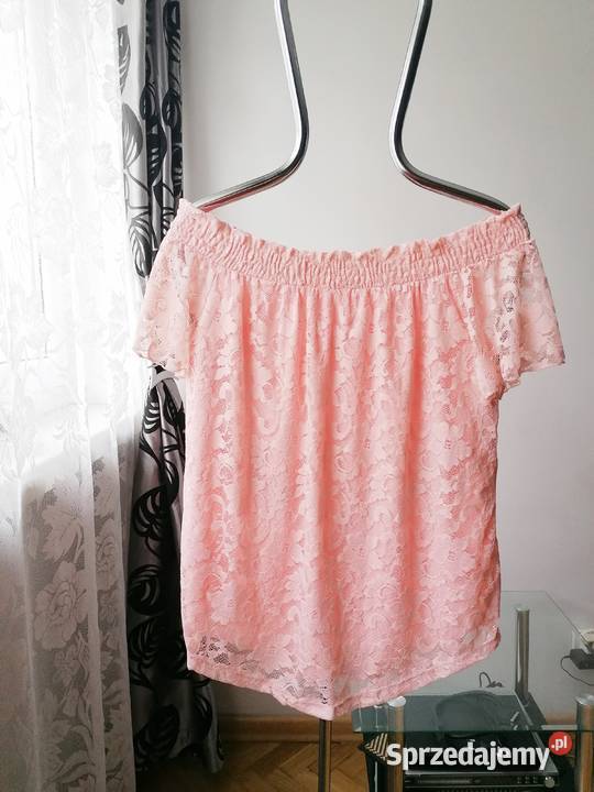 NOWA KORONKOWA BLUZKA HISZPANKA Z GIPURĄ RXXL różowy łódzkie Łódź