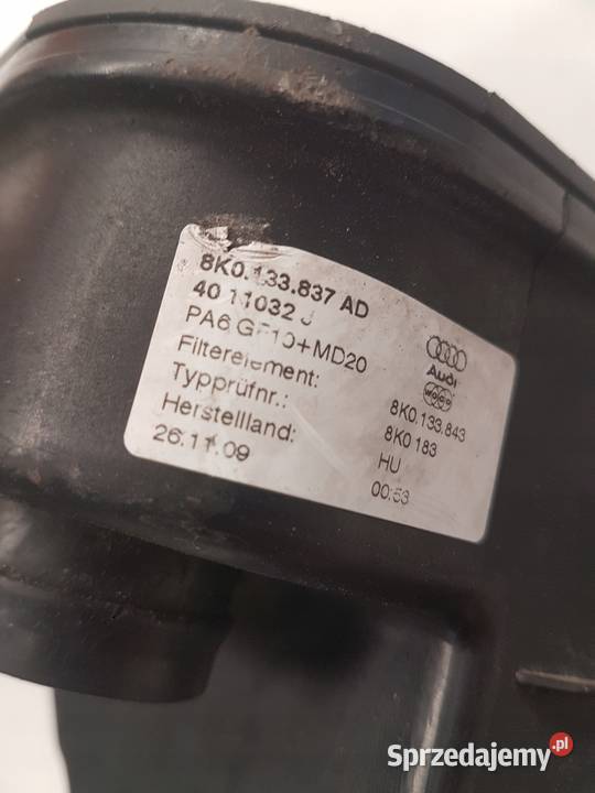OBUDOWA FILTRA POWIETRZA AUDI A4 A5 Q5 Przewody powietrza Przystajń