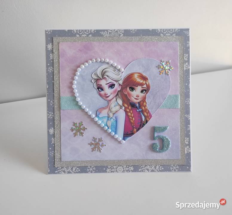 Kartka urodzinowa ręcznie robiona Kraina lodu sprzedam
