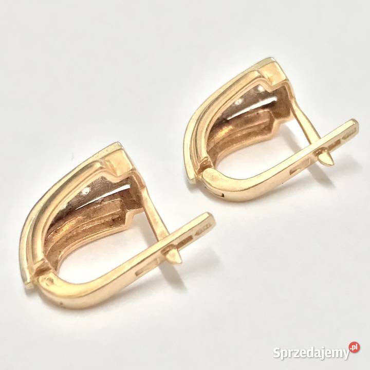 Złote kolczyki 585 14K z cyrkoniami zapięcie złoto Warszawa sprzedam