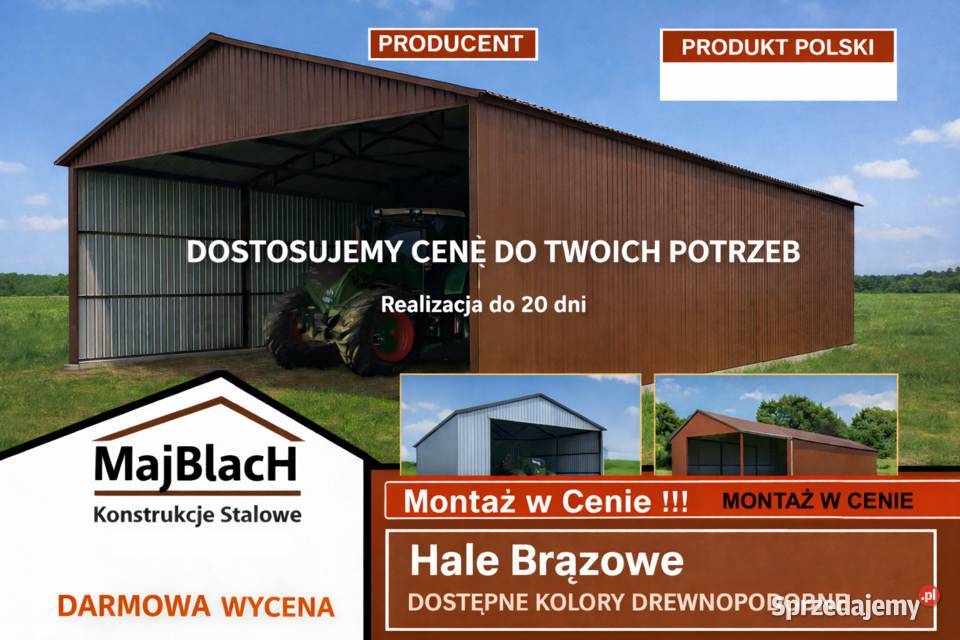 Wiata Brązowa Hala Garaż RAL Montaż Magazyn Kielce sprzedam