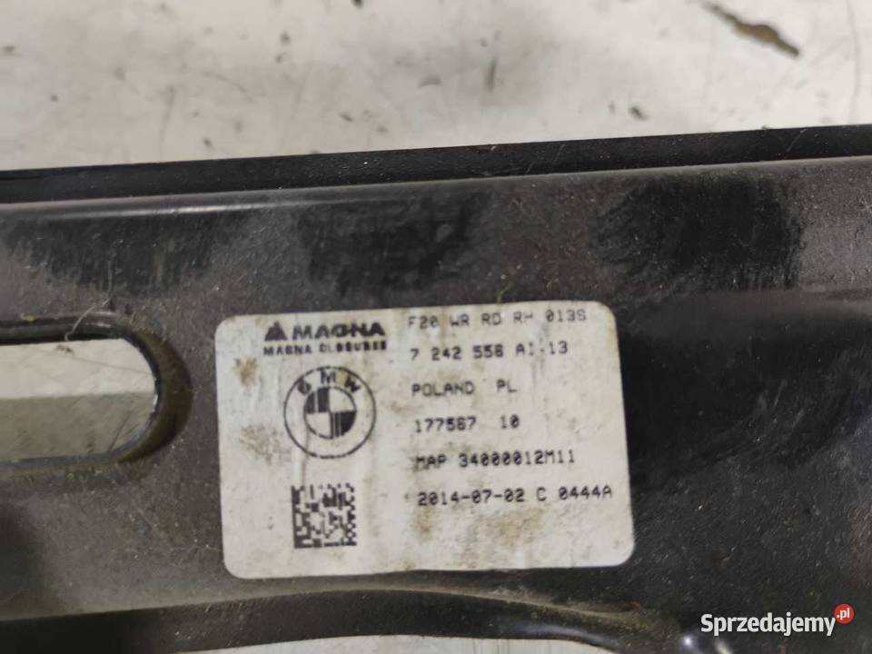MECHANIZM PODNOŚNIK SZYBY PRAWY TYŁ BMW F20