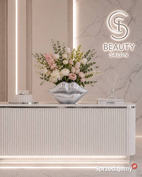 Ceramiczny Wazon Usta Glamour Srebrna Dekoracja Golkowice