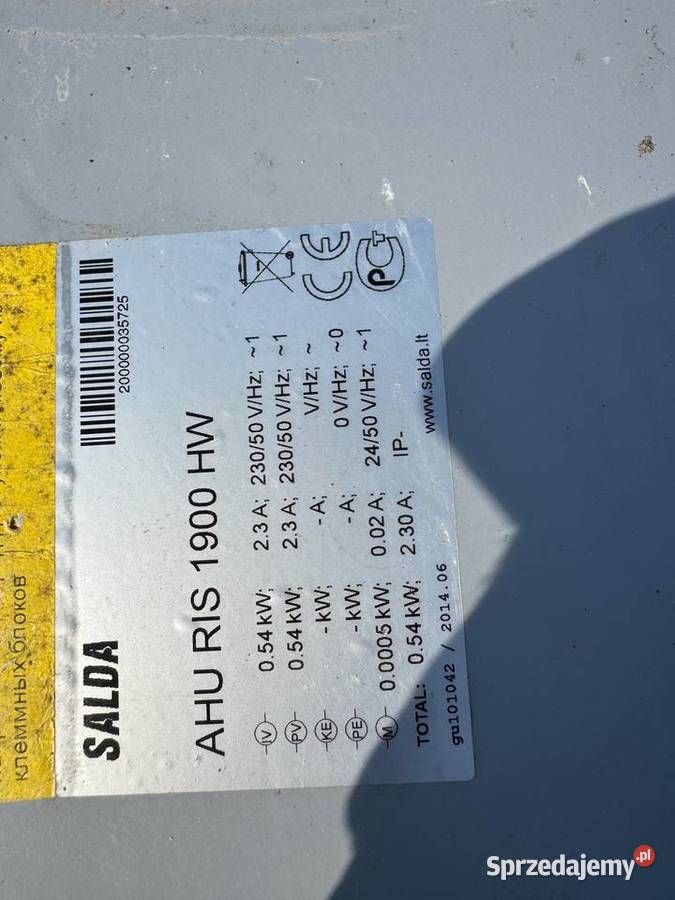 centrala wentylacji rekuperacji salda ris 1900 Kobyłka