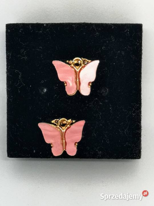 Delikatne kolczyki motylki różowe Kołobrzeg sprzedam