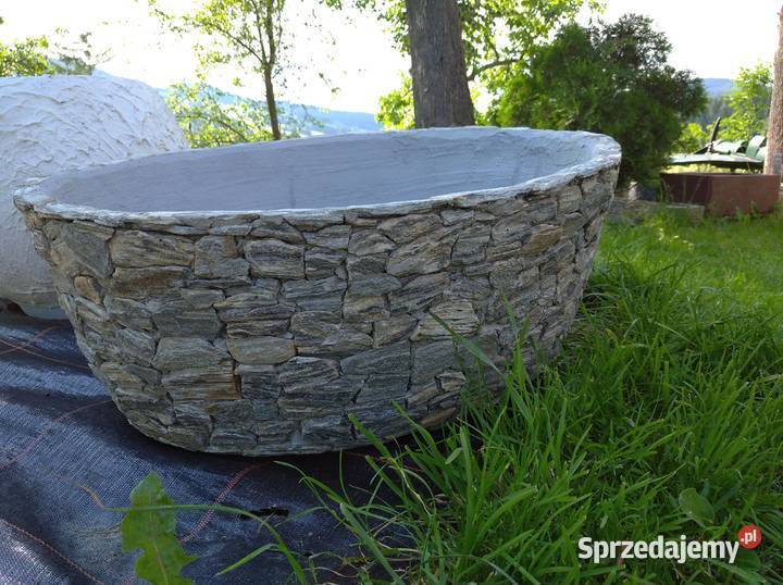 Duża owalna donica z kamienia naturalnego hit małopolskie Długołęka-Świerkla
