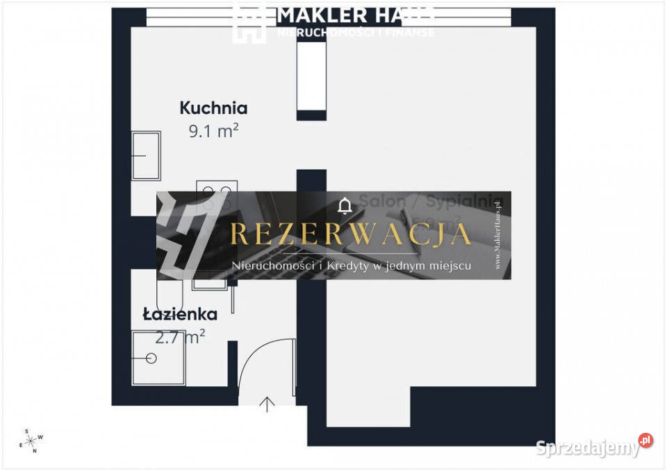 Kawalerka w niskiej Grabowo oddzielna kuchnia