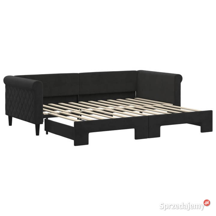 Sofa rozsuwana czarna aksamit 90x200 WM3197775 68cm mazowieckie
