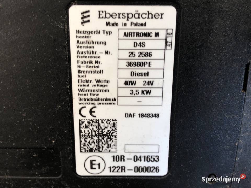 WEBASTO DAF XF 1848348 Ciągnik siodłowy 129