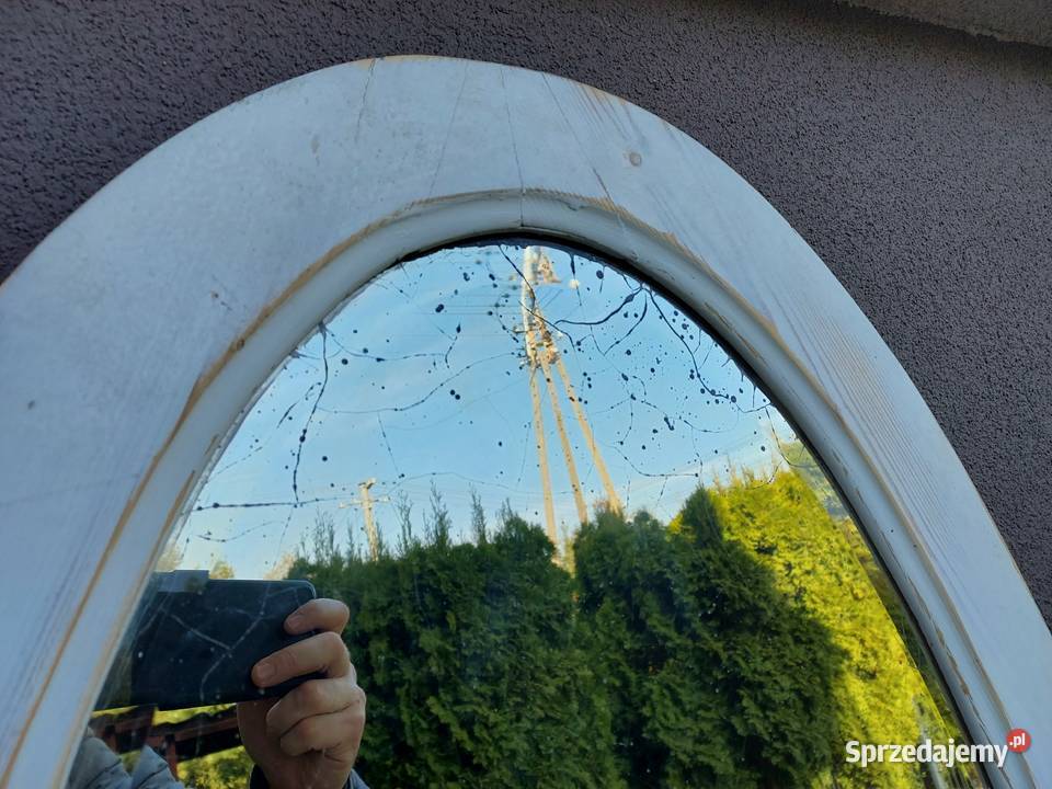 Stare lustro owal początek XXw biała przecierana Meble