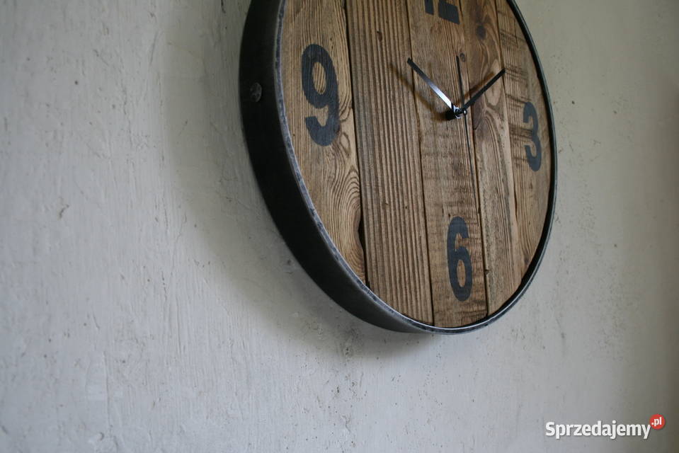 Zegar wiszący rustykalny loft industrialny