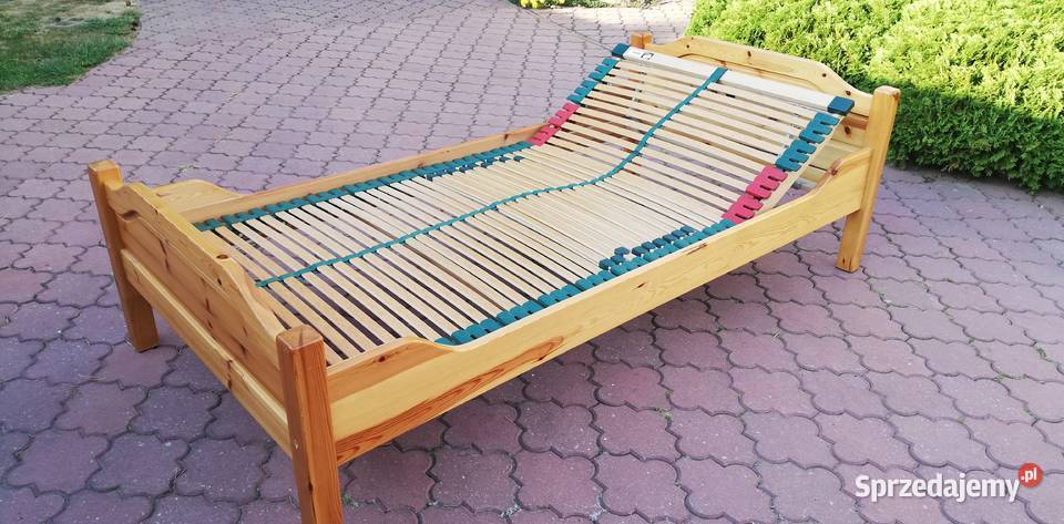 Łóżko 100 x 200 drewniane sosnowe materac stelaż