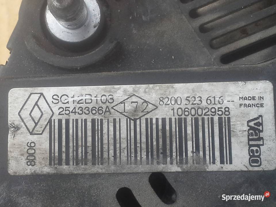 8200523616 alternator RENAULT KANGOO 15 dci zachodniopomorskie Dębno