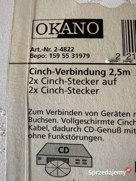 OKANO Kabel Audio RCA Cinch 25m Stereo AUX HiFi śląskie