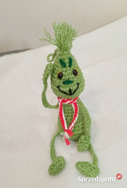 Grinch wykonany na szydełku brelok zawieszka Rękodzieło Łask