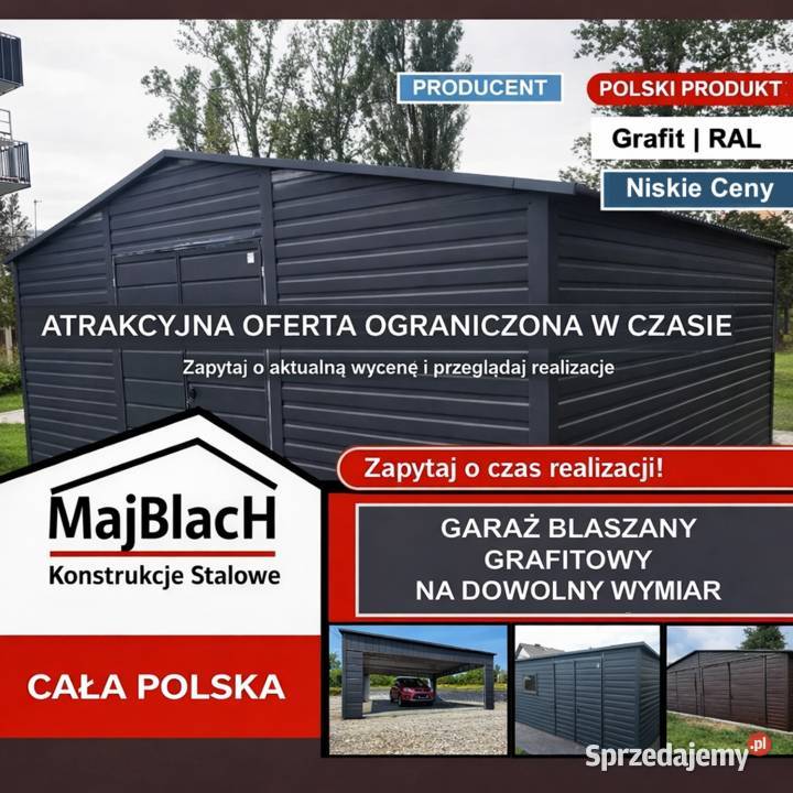 Ładny Garaż Blaszany Grafit Wiata Montaż Blaszak Sprzedaż śląskie Jaworzno