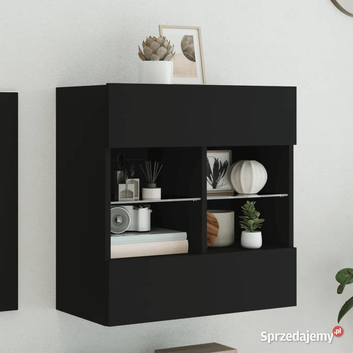 Ścienna szafka TV z LED czarna 585x30x605 Warszawa sprzedam