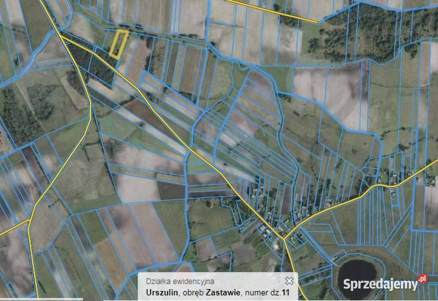 Działka 58a Zastawe koło Urszulina jezioro rzeka Zastawie