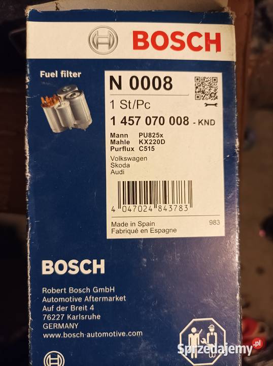 Filtr paliwa Bosch 1457070008 Audi Seat Skoda VW Pruszków