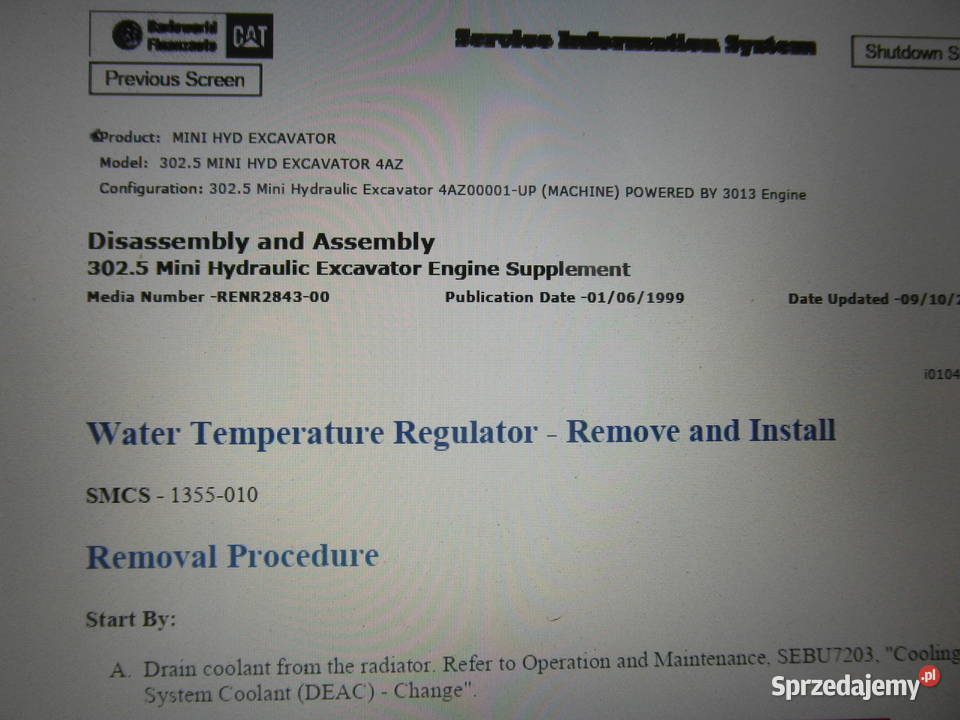 instrukcja naprawy koparka caterpillar 3025 i zachodniopomorskie Szczecin